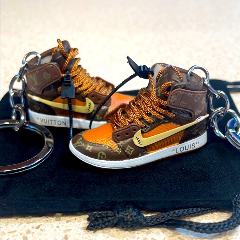 Fashion New Set of 2 Brown and Orange Sneaker Keychain/Bag Charm